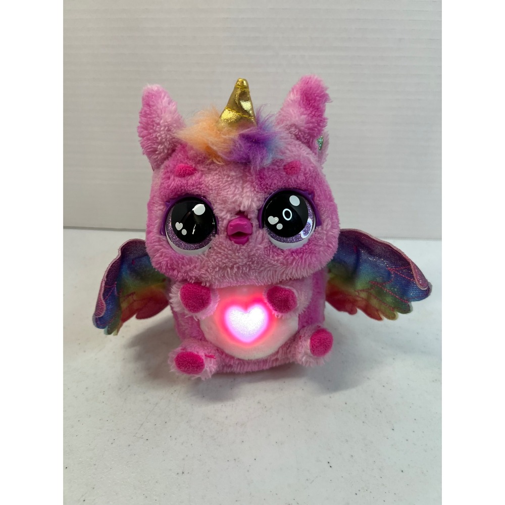 Hatchimals HatchiBabies Unikeet Pink Interactive Plush Toy Rainbow Wings 6 Inch